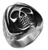 Sleepy Head Skull Biker Ring - Stainless Steel - Biker Jewelry - Biker Ring - R139-DS