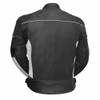First Manufacturing Company Mens PowerSports Leather Racing Jacket - White and Black - AT-1104-BW-FM