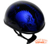 Novelty Motorcycle Helmet - Gloss Blue Horned Skeletons - H401-D5-BLUE-DL