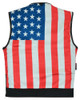 Leather Motorcycle Vest - Men's - USA Flag Liner - Gun Pockets - Up To 8XL - DS155-DS