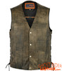 Leather Motorcycle Vest - Men's - Antique Brown - Up To Size 8XL - Side Laces - Big and Tall - DS107-DS