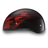 DOT Motorcycle Helmet - Skull Red Flames - Shorty - D6-SFR-DH