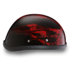 Novelty Motorcycle Helmet - Skull Red Flames - Eagle Shorty - 6002SFR-DH