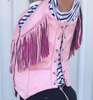 Leather Motorcycle Vest - Women's - Pink - Fringe - AL2322-AL