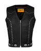 Leather Motorcycle Vest - Women's - Studs - Conchos - Zipper - N-LV8505-11-DL