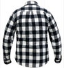 Flannel Motorcycle Shirt - Men's - Up To Size 5XL - White Black Plaid - TW205-14-UN