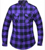 Flannel Motorcycle Shirt - Women's - Purple and Black - Armor - Up To Size 5XL - TW286-17-UN