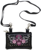 Leather Belt Bag - Hot Pink - Sugar Skull Roses - Handbag - BAG35-EBL14-PINK-DL