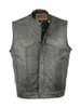 Leather Motorcycle Vest - Men's - Gray - Gun Pockets - Up To 12XL - DS191V-DS