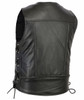 Leather Motorcycle Vest - Men's - Gun Pockets - Braided - Up To 6XL - DS131-DS