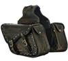 Saddlebags - Leather - Distressed Brown - Studs - Motorcycle Luggage - SD4065-12N-DL