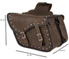 Saddlebags - Leather - Vintage Brown - Studs - Motorcycle Luggage - SD4065-STUD-BRN24-DL