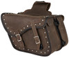 Saddlebags - Leather - Vintage Brown - Studs - Motorcycle Luggage - SD4065-STUD-BRN24-DL