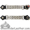 Set of Four - Black Red Rose - Vest Extenders - Chrome Chain - AC1305-BLACK-DL