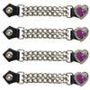 Set of Four - Purple Heart Chrome Rose - Vest Extenders - Chrome Chain - AC1305-PURP-DL