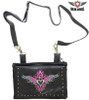 Leather Belt Bag - Pink - Gun Pocket - Tribal Heart Design - Handbag - BAG36-EBL1-PINK-DL