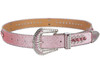 Unisex Rhinestone Bling Belt - Pink and Silver - Skulls - Rhinestones - Faux Leather - FBL23-DL