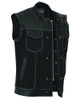 Denim and Leather Motorcycle Combo Vest - Men's - Upgraded Gun Pockets - Up To 10XL - DM900-DS