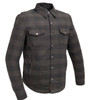 Flannel Motorcycle Shirt - Men's - Armor Pockets - Gun Pockets - Up To Size 5XL - Black Gray Plaid - FIM407FNL-FM