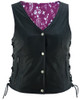 Leather Vest - Women's - Gun Pockets - Purple Paisley Liner - DS261-DS