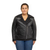 Leather Motorcycle Jacket - Women's - Black Faux Wool Lining - WBL1404-FM