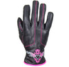 Leather Riding Gloves - Women's - Pink Embroidery - Full Finger - Motorcycle - GLZ106-EBL1-PINK-DL