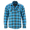 Flannel Motorcycle Shirt - Men's - Up To Size 5XL - Blue and Shaded Black Plaid - DS4683-DS