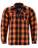 Flannel Motorcycle Shirt - Men's - Armored - Alpha Check - Gun Pockets - Up To Size 5XL - Orange Black Plaid - RC4675-RC