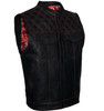 Leather Vest - Men's - Motorcycle Club - Red Paisley Lining - Up To 62 - MV7320-RT-PD-88-DL