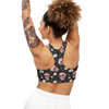 Skulls and Roses - Pink White on Black - Seamless Sports Bra (AOP)