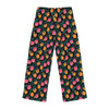 Doodle Peaches - Pink Orange Green on Black - Women's Pajama Pants (AOP)