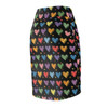 Doodle Hearts - Rainbow Colors on Black - Women's Pencil Skirt (AOP)