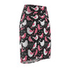 Doodle Love Birds - Pink White on Black - Women's Pencil Skirt (AOP)