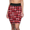 Puffy Hearts - Reds Pinks on Black - Women's Pencil Skirt (AOP)