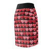 Puffy Hearts - Reds Pinks on Black - Women's Pencil Skirt (AOP)