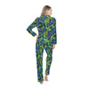 Cat Hiding in the Plants - Blues Greens Yellow - Multiple Colors - Women's Satin Pajamas - PJs