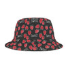Sweet Strawberries Pattern - Text Sweet - Red on Black - Biker Bucket Hat
