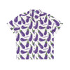 Doodle Eggplant Emoji - Text Schwing - Purple Green on White - Men's Hawaiian Shirt