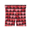 Doodle Hearts - Pink Red on Black - Women's Biker Shorts