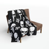 White Skulls on Black - 3 Different Sizes - Arctic Fleece Blanket