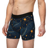 Cat and Planets Design on Black Background - Biker Apparel - Undies - Men's Boxers