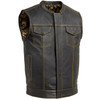 Leather Motorcycle Vest - Men's - The Cut - Gold Accents - Up To 5X - FIM694PM-FM