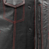 Leather Motorcycle Vest - Men's - The Cut - Red Accents - Up To 5X - FIM694PM-FM