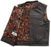 Leather Motorcycle Vest - Men's - The Cut - Orange Accents - Up To 5X - FIM694PM-FM