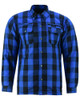 Flannel Motorcycle Shirt - Men's - Armor Pockets - Lumberjack - Gun Pockets - Up To Size 5XL - Blue  Black Plaid - RC4674-RC