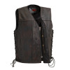 Leather Motorcycle Vest - Men's - Up To 5XL - Copper - High Roller - FIM619CV-FM