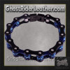 Black and Blue Motorcycle Chain Bracelet with Gemstones - BR42-DL