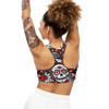 Sugar Skull - Roses Pattern - Red and White on Black - Seamless Sports Bra