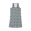 Aqua Daisies Pattern - Aqua and White on Black - Women's Racerback Dress