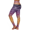 Floral Outlines Over Gradient - Purple to Orange Gradient - High Waisted Yoga Leggings - Pants